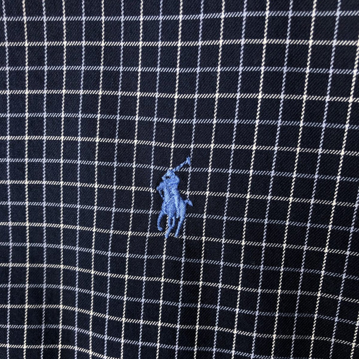 Ralph Lauren Classic Fit Long Sleeve Button Down Check Shirt Men's XL cotton navy blue type Vintage Second Hand