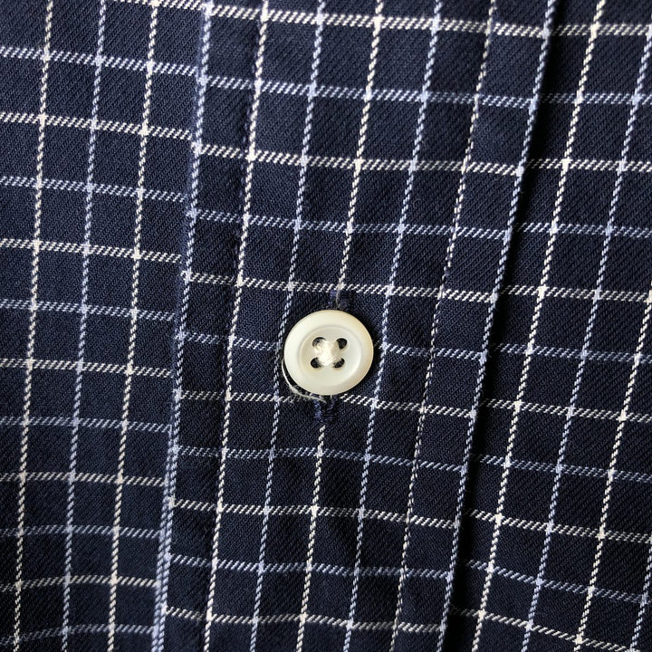 Ralph Lauren Classic Fit Long Sleeve Button Down Check Shirt Men's XL cotton navy blue type Vintage Second Hand