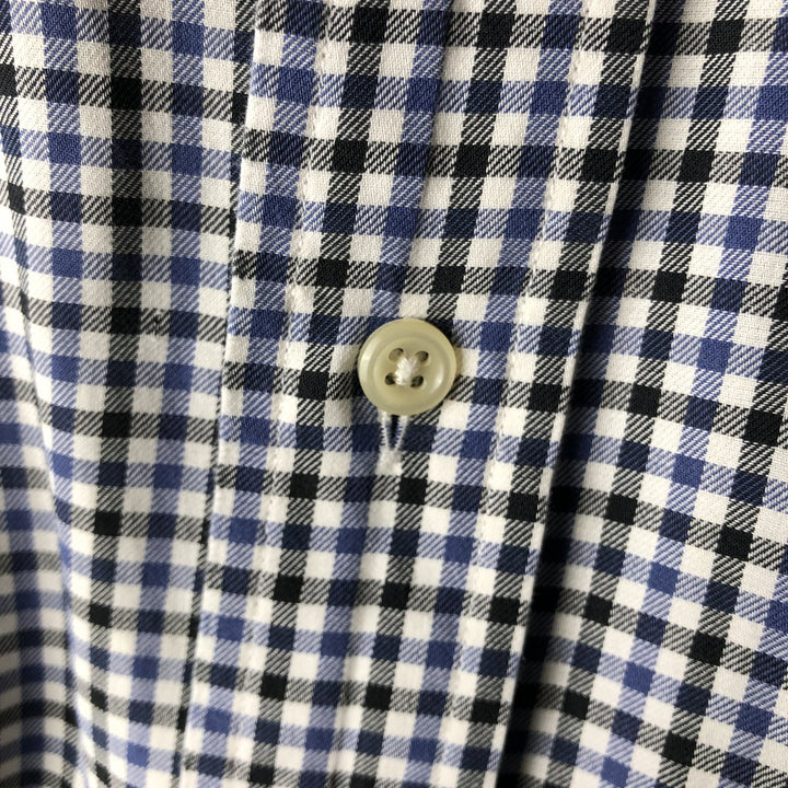 Ralph Lauren BLAKE Gingham Check Long Sleeve Button-Down Check Shirt, Men's Size L cotton black type Vintage Second Hand