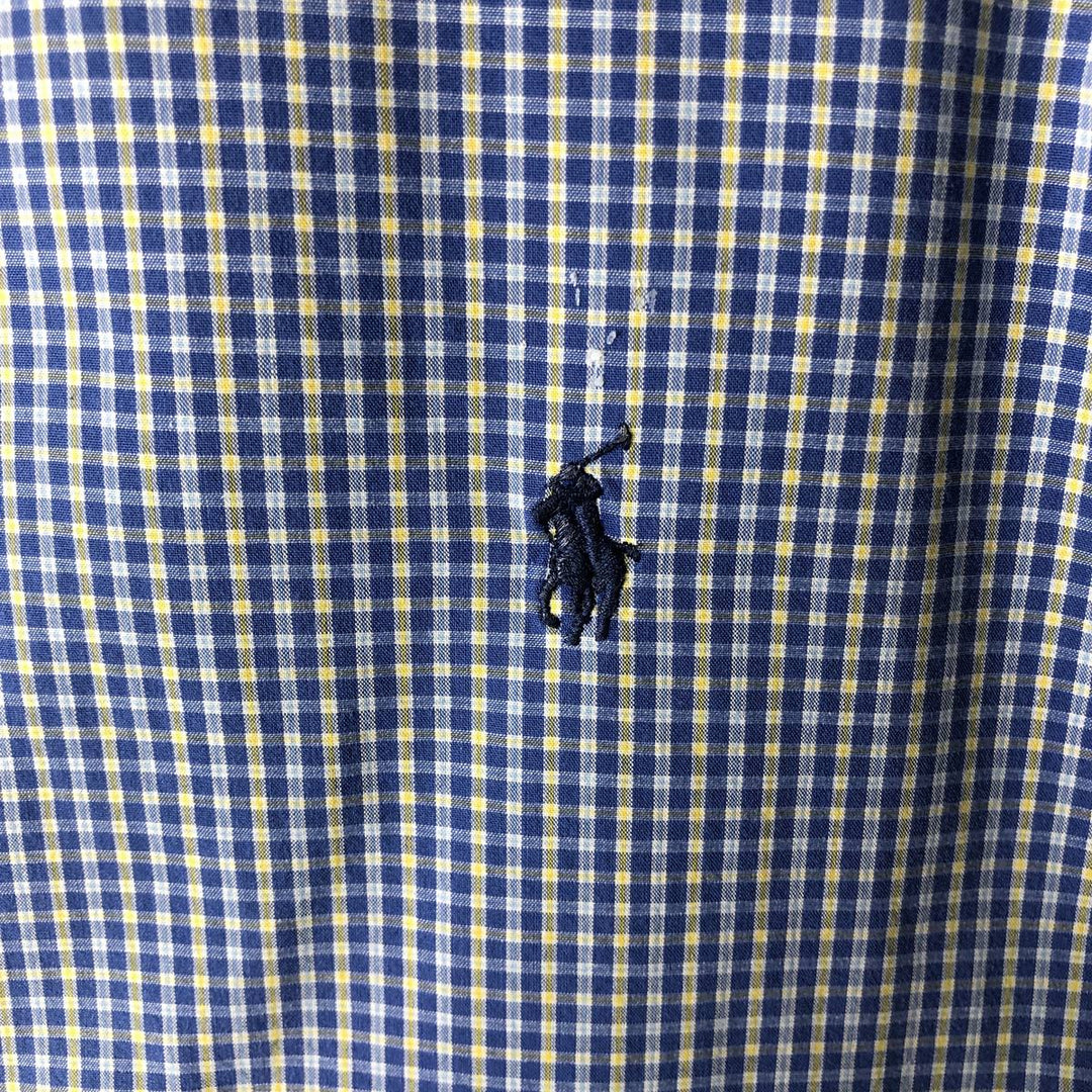 Ralph Lauren YARMOUTH Long Sleeve Button-Down Check Shirt, Men's Size L cotton Blue type light blue Vintage Second Hand