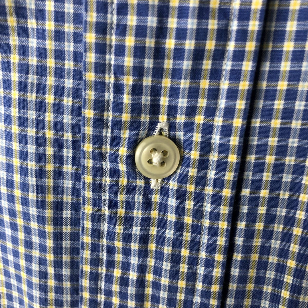 Ralph Lauren YARMOUTH Long Sleeve Button-Down Check Shirt, Men's Size L cotton Blue type light blue Vintage Second Hand