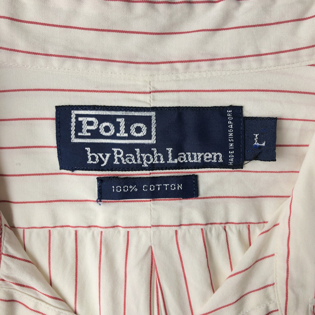 Ralph Lauren POLO by Ralph Lauren Long Sleeve Cotton Striped Shirt Men's Size L cotton pale white type Vintage Second Hand