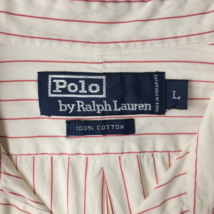 Ralph Lauren POLO by Ralph Lauren Long Sleeve Cotton Striped Shirt Men's Size L cotton pale white type Vintage Second Hand