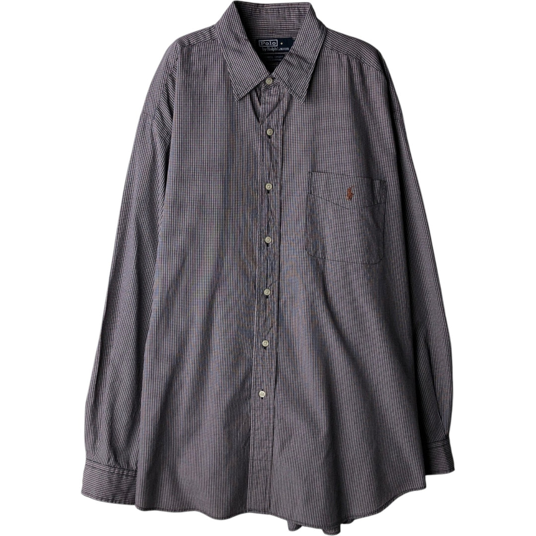 Ralph Lauren POLO by Ralph Lauren LOWELL SPORT long-sleeved cotton check shirt, men's size XL cotton black type Vintage Second Hand