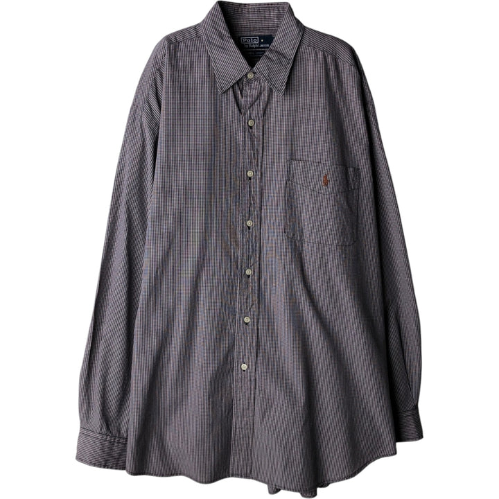 Ralph Lauren POLO by Ralph Lauren LOWELL SPORT long-sleeved cotton check shirt, men's size XL cotton black type Vintage Second Hand