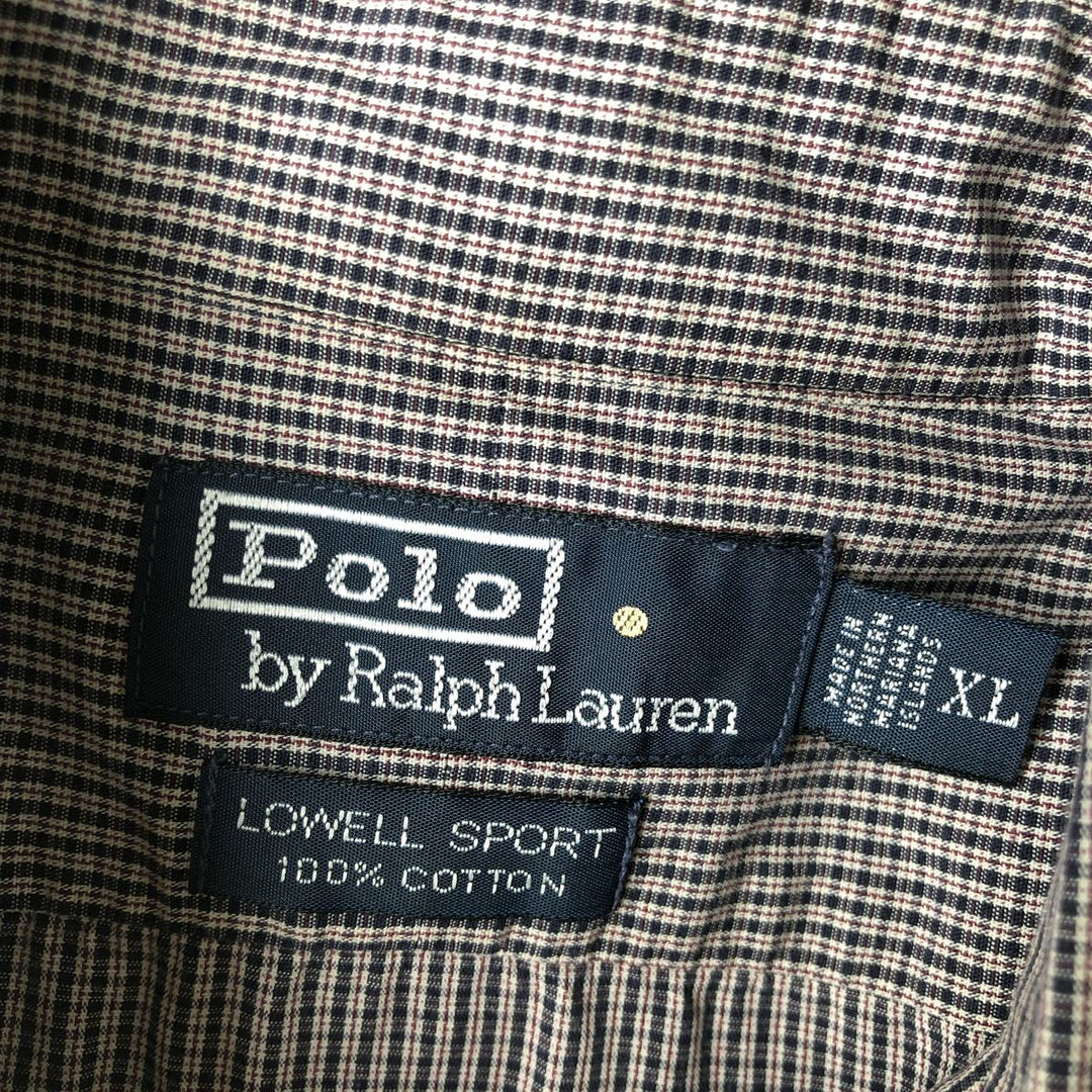 Ralph Lauren POLO by Ralph Lauren LOWELL SPORT long-sleeved cotton check shirt, men's size XL cotton black type Vintage Second Hand