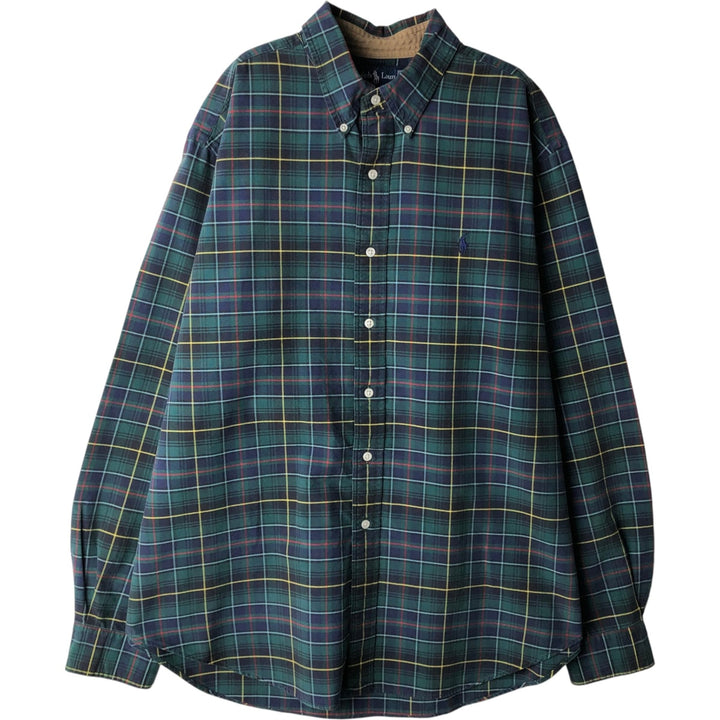 Ralph Lauren long sleeve button down check shirt, men's XL size cotton Green type dark green Vintage Second Hand