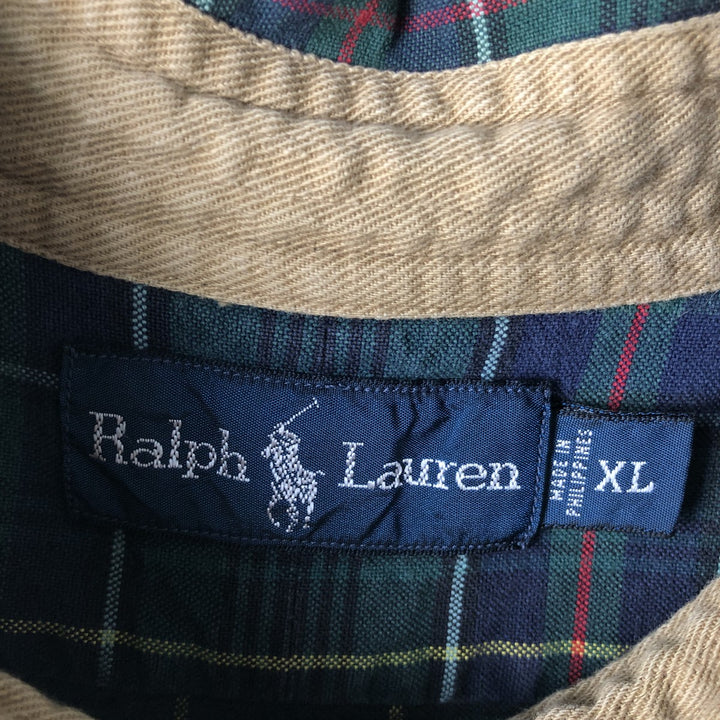 Ralph Lauren long sleeve button down check shirt, men's XL size cotton Green type dark green Vintage Second Hand