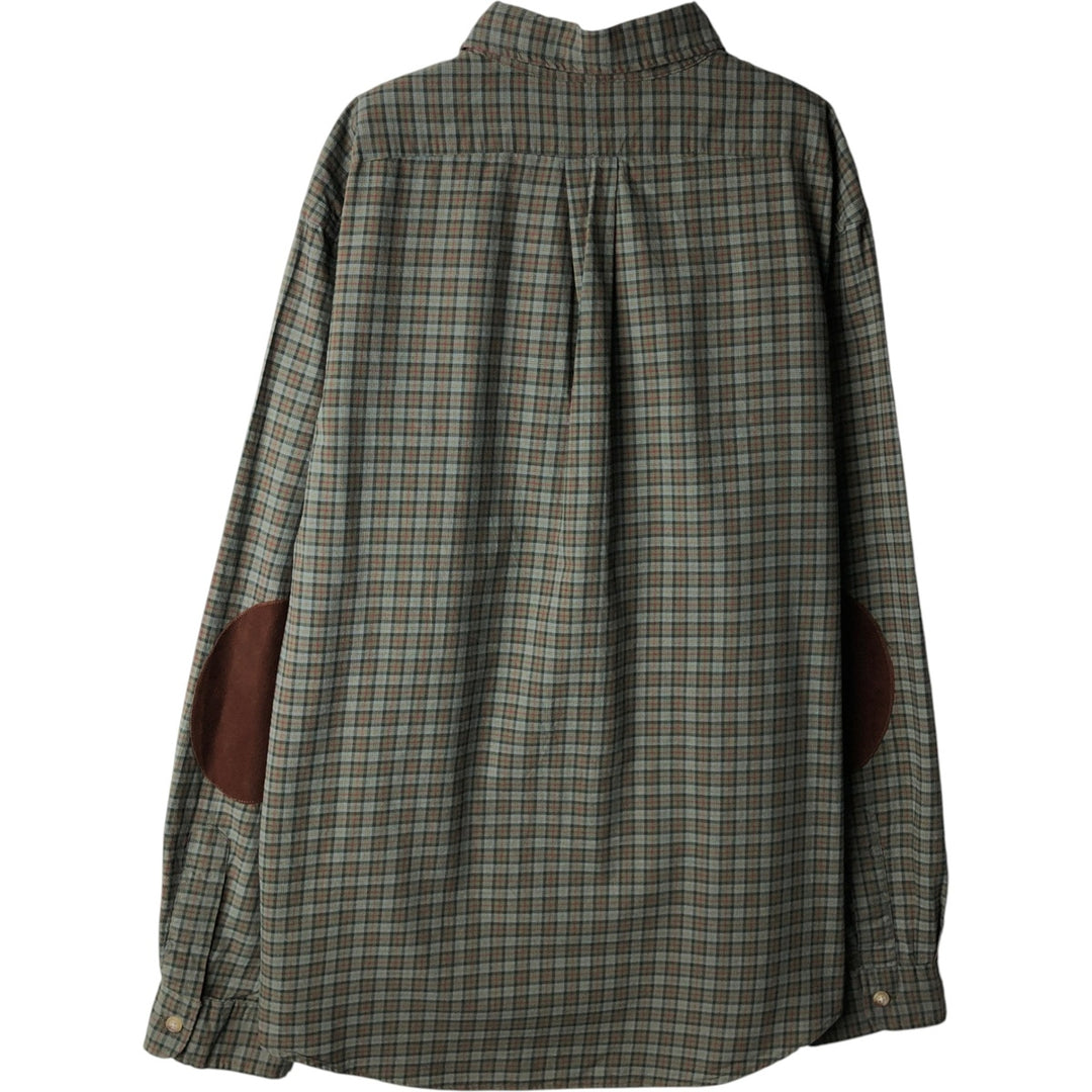 Ralph Lauren POLO by Ralph Lauren long sleeve cotton check shirt, men's XL size cotton Khaki type sage green Vintage Second Hand