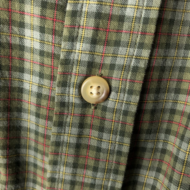 Ralph Lauren POLO by Ralph Lauren long sleeve cotton check shirt, men's XL size cotton Khaki type sage green Vintage Second Hand