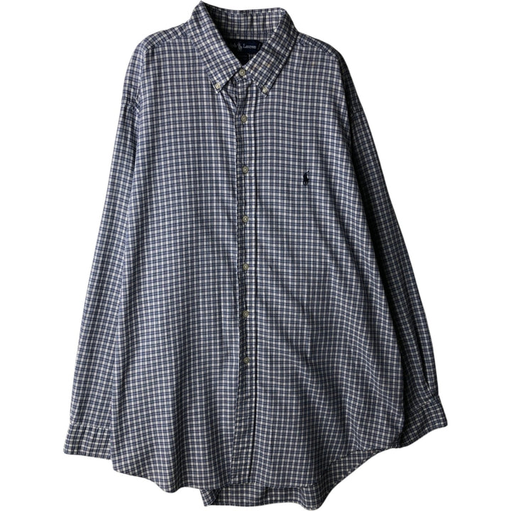 Ralph Lauren YARMOUTH Long Sleeve Button Down Check Shirt Men's XL cotton blue type Vintage Second Hand