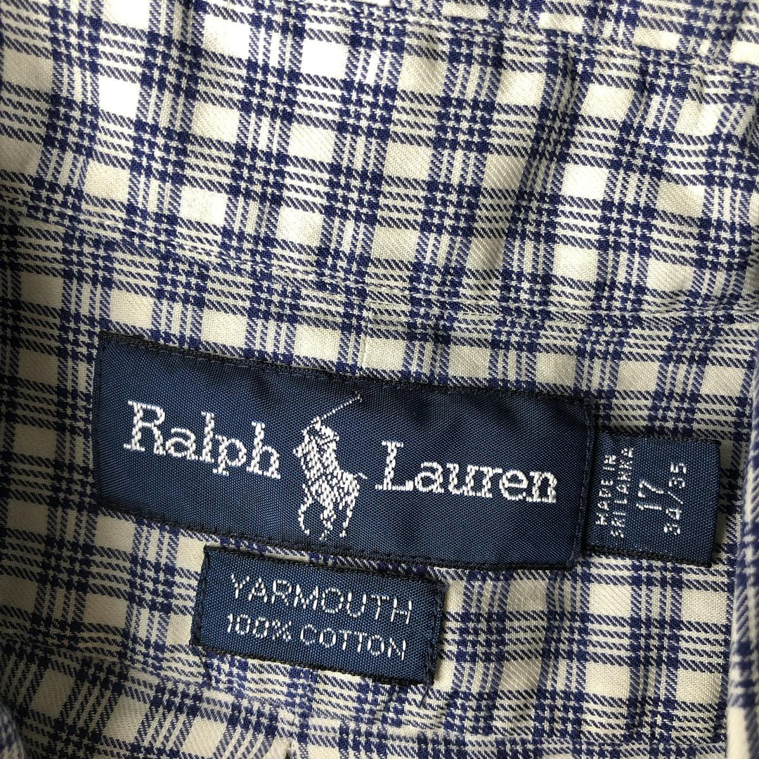 Ralph Lauren YARMOUTH Long Sleeve Button Down Check Shirt Men's XL cotton blue type Vintage Second Hand