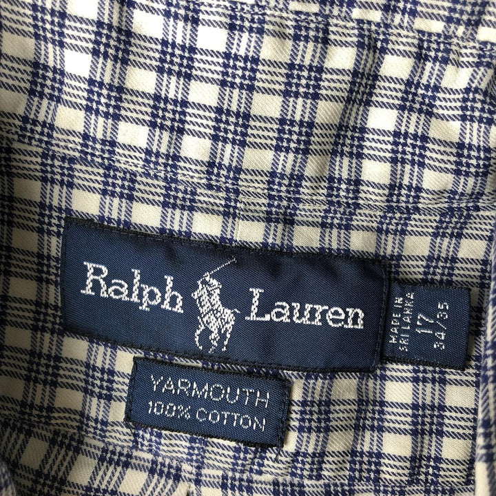 Ralph Lauren YARMOUTH Long Sleeve Button Down Check Shirt Men's XL cotton blue type Vintage Second Hand