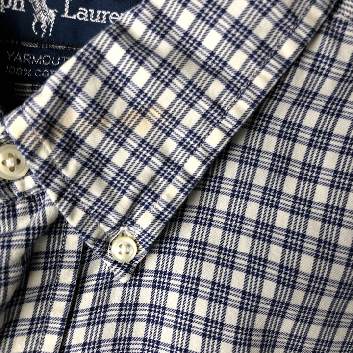 Ralph Lauren YARMOUTH Long Sleeve Button Down Check Shirt Men's XL cotton blue type Vintage Second Hand