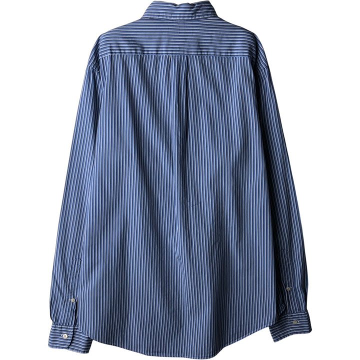 Ralph Lauren Custom Fit Multi-Stripe Long Sleeve Button-Down Striped Shirt, Men's Size L cotton Blue type light blue Vintage Second Hand