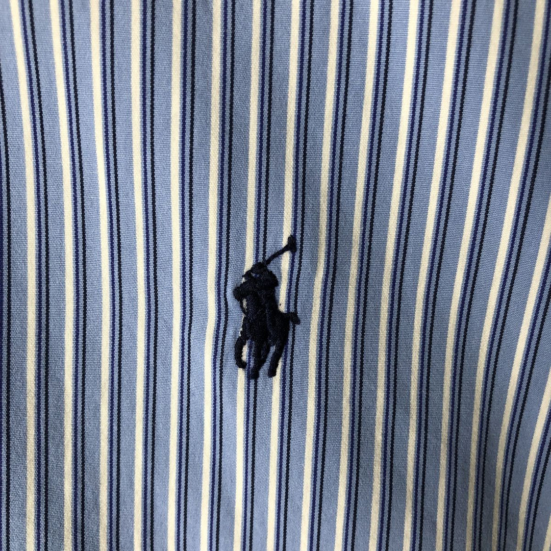 Ralph Lauren Custom Fit Multi-Stripe Long Sleeve Button-Down Striped Shirt, Men's Size L cotton Blue type light blue Vintage Second Hand
