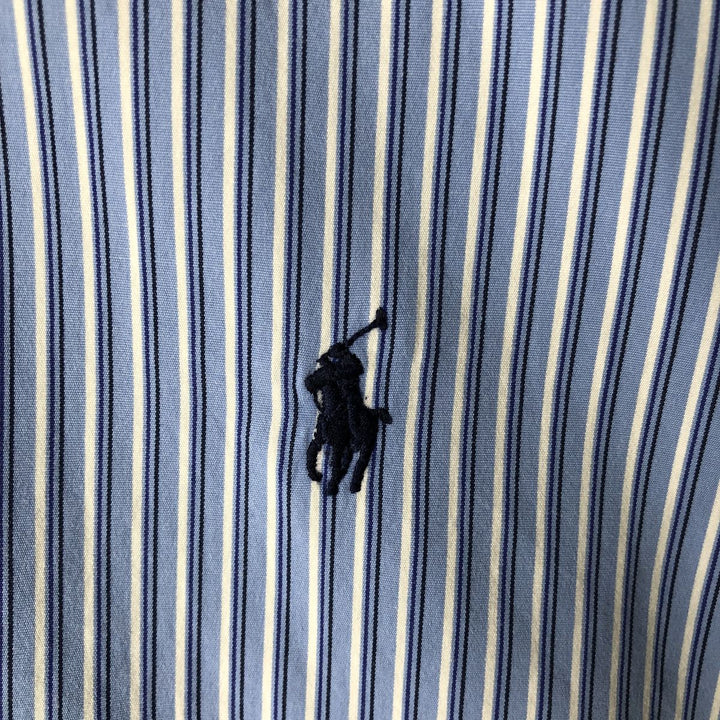 Ralph Lauren Custom Fit Multi-Stripe Long Sleeve Button-Down Striped Shirt, Men's Size L cotton Blue type light blue Vintage Second Hand