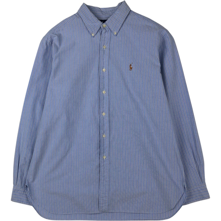 Ralph Lauren Classic Fit Multi-Stripe Long Sleeve Button-Down Striped Shirt, Men's XL cotton Blue type light blue Vintage Second Hand