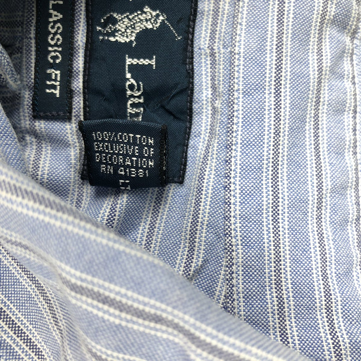 Ralph Lauren Classic Fit Multi-Stripe Long Sleeve Button-Down Striped Shirt, Men's XL cotton Blue type light blue Vintage Second Hand