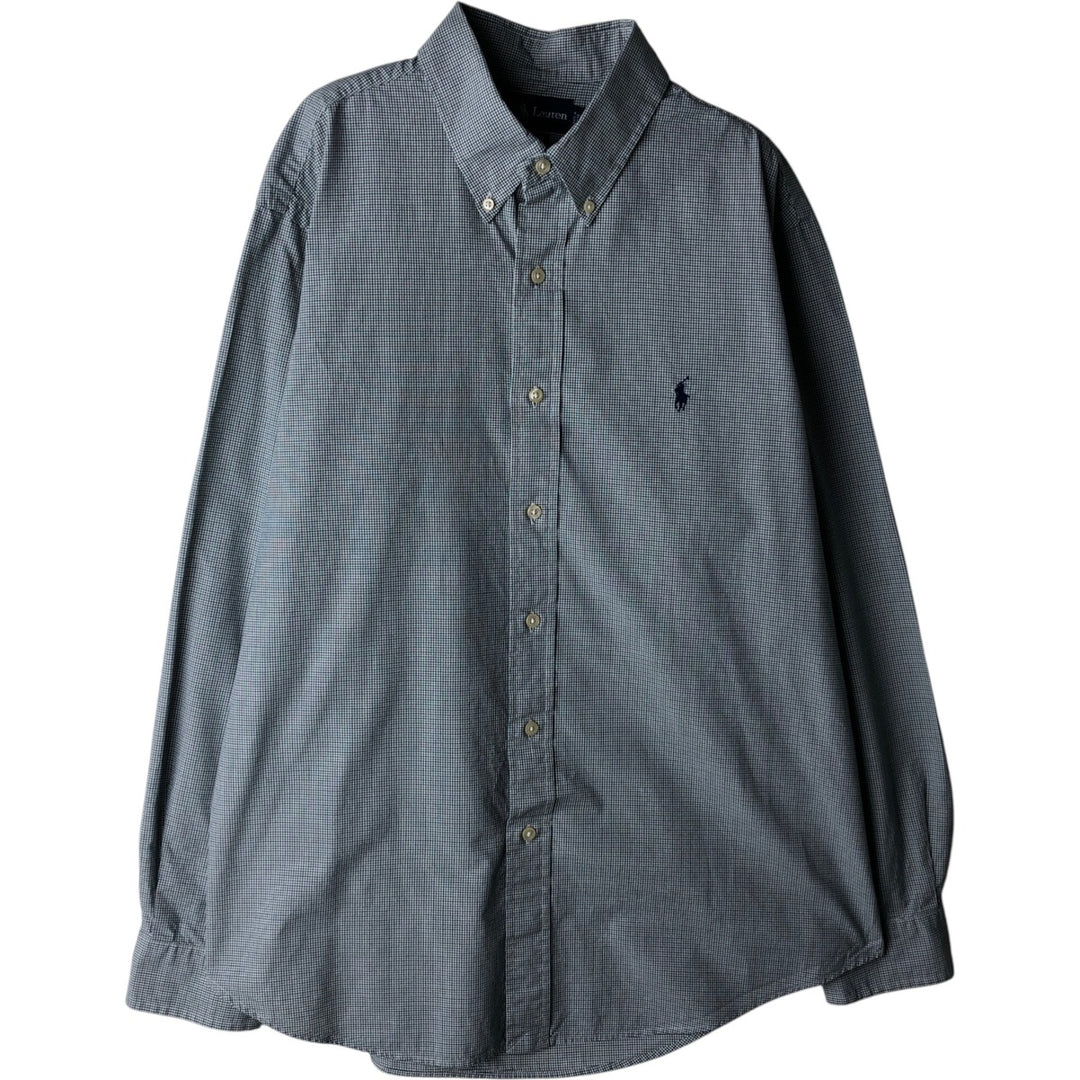 Ralph Lauren CUSTOM FIT long sleeve button down check shirt, men's size L cotton white type Vintage Second Hand