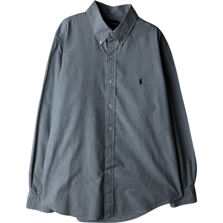 Ralph Lauren CUSTOM FIT long sleeve button down check shirt, men's size L cotton white type Vintage Second Hand