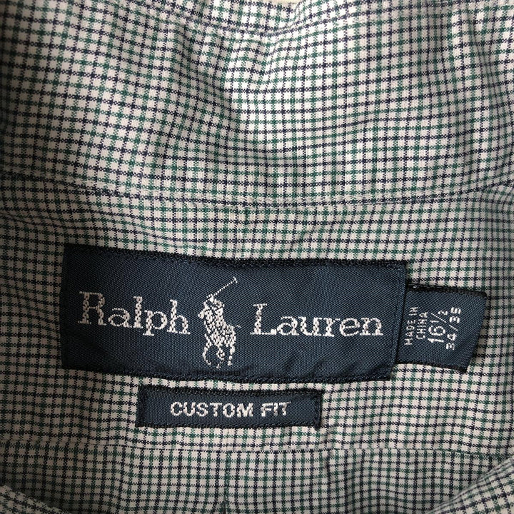 Ralph Lauren CUSTOM FIT long sleeve button down check shirt, men's size L cotton white type Vintage Second Hand