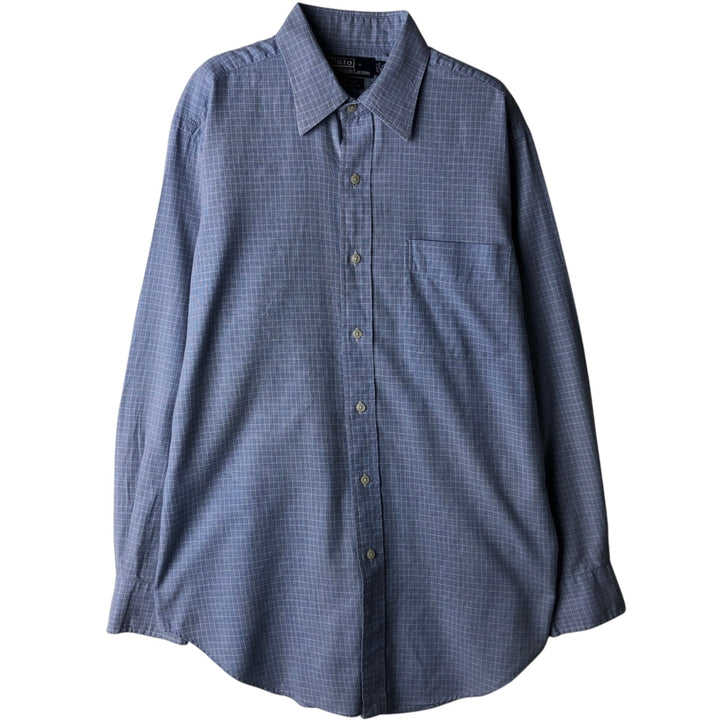 Ralph Lauren POLO by Ralph Lauren ANDREW long-sleeved cotton check shirt, men's size M cotton Blue type light blue Vintage Second Hand