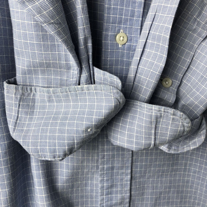 Ralph Lauren POLO by Ralph Lauren ANDREW long-sleeved cotton check shirt, men's size M cotton Blue type light blue Vintage Second Hand
