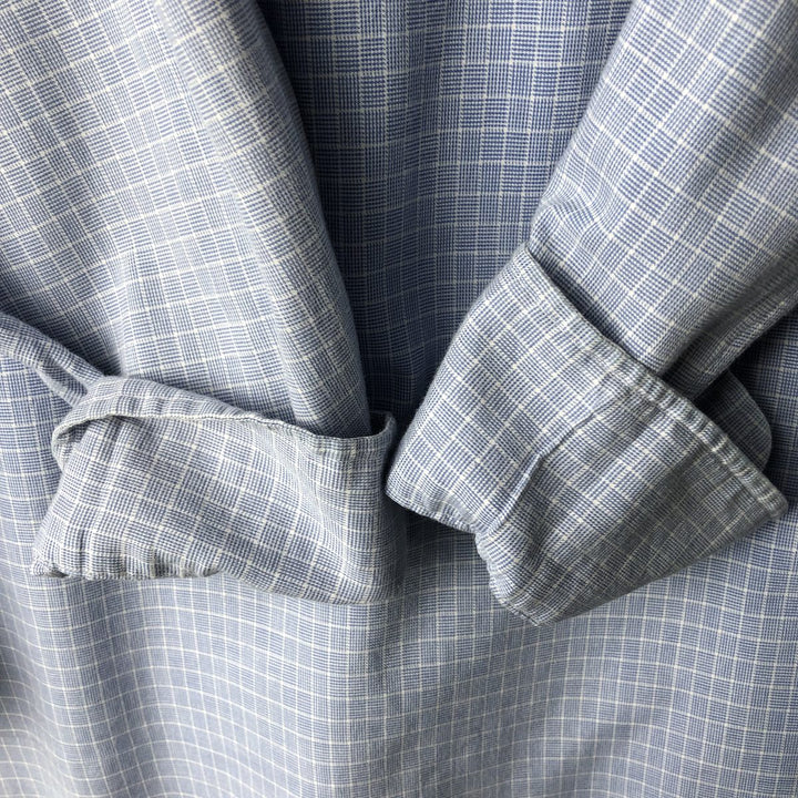 Ralph Lauren POLO by Ralph Lauren ANDREW long-sleeved cotton check shirt, men's size M cotton Blue type light blue Vintage Second Hand