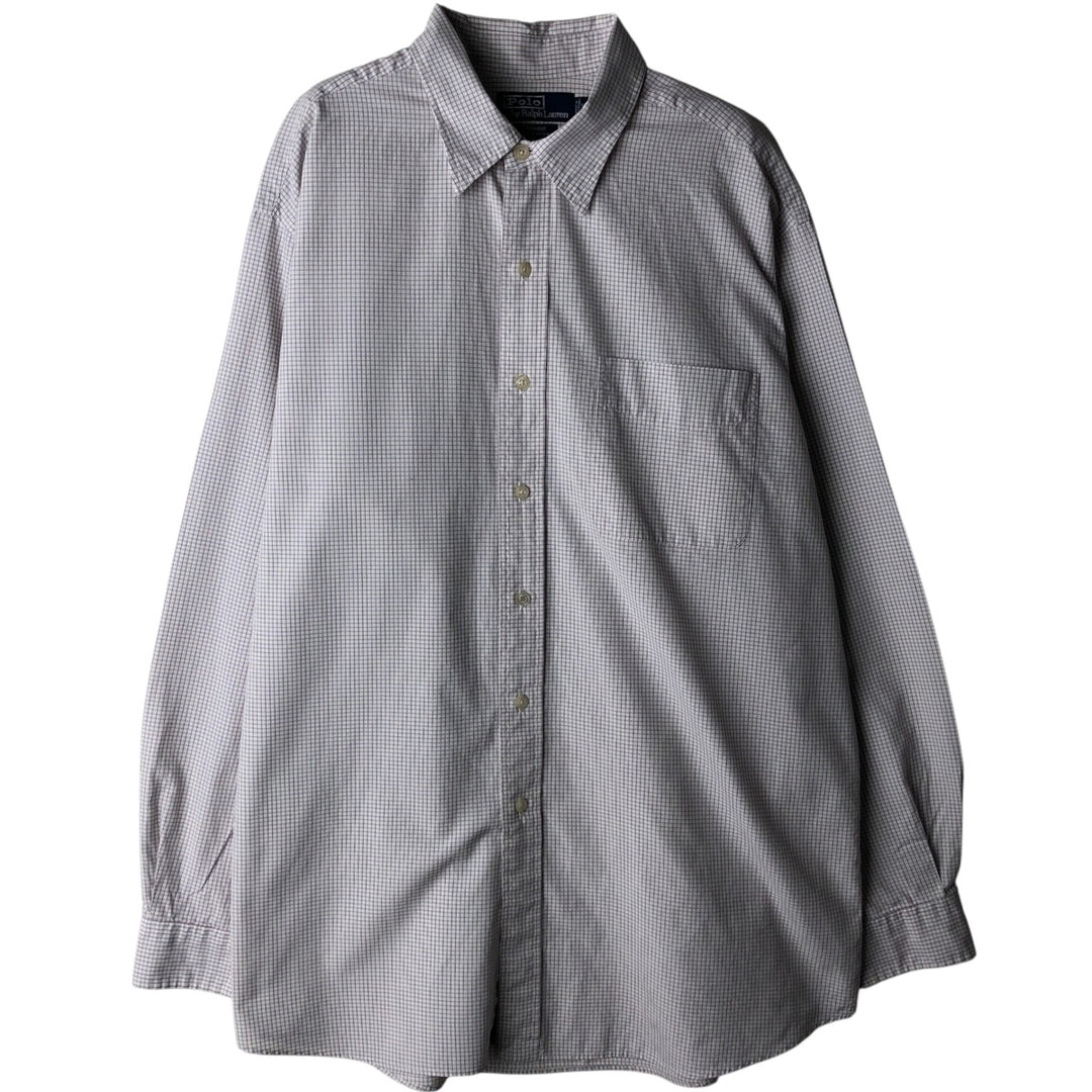 Ralph Lauren POLO by Ralph Lauren JEROME long-sleeved cotton check shirt, men's size XL cotton white type Vintage Second Hand