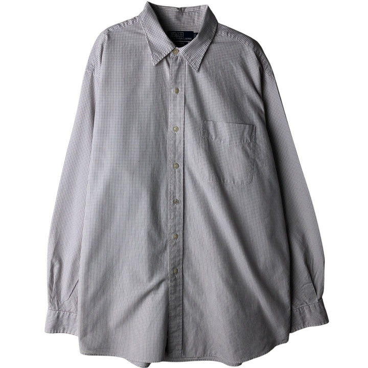 Ralph Lauren POLO by Ralph Lauren JEROME long-sleeved cotton check shirt, men's size XL cotton white type Vintage Second Hand