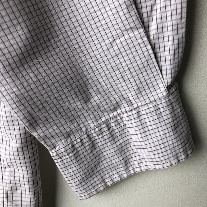 Ralph Lauren POLO by Ralph Lauren JEROME long-sleeved cotton check shirt, men's size XL cotton white type Vintage Second Hand