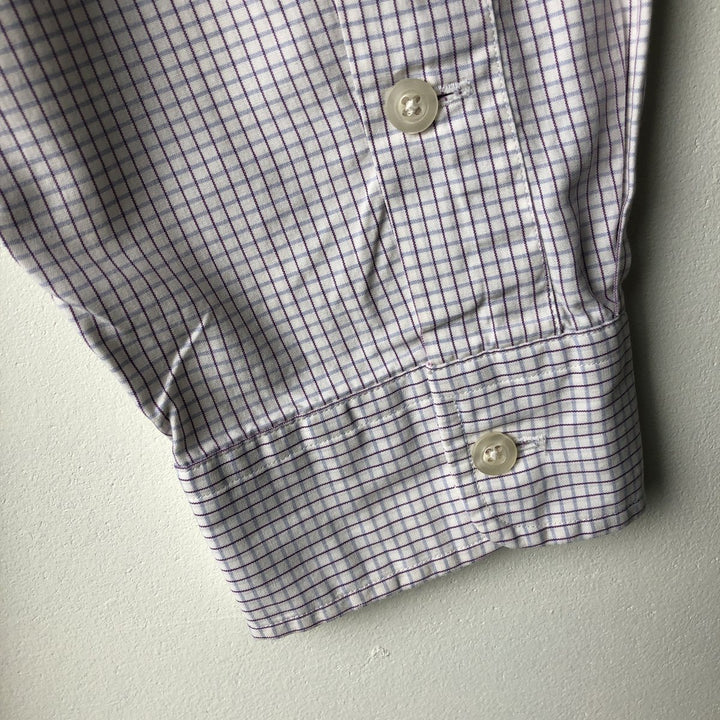 Ralph Lauren POLO by Ralph Lauren JEROME long-sleeved cotton check shirt, men's size XL cotton white type Vintage Second Hand