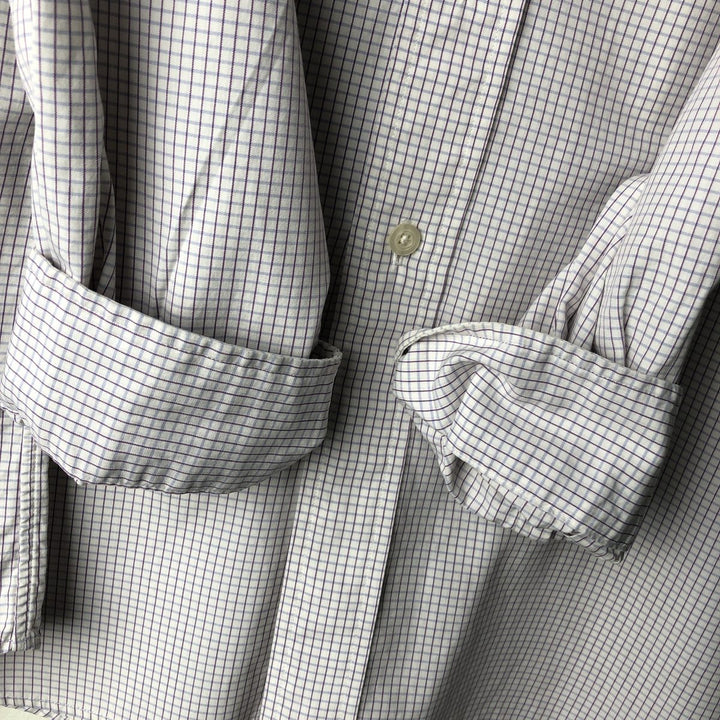 Ralph Lauren POLO by Ralph Lauren JEROME long-sleeved cotton check shirt, men's size XL cotton white type Vintage Second Hand