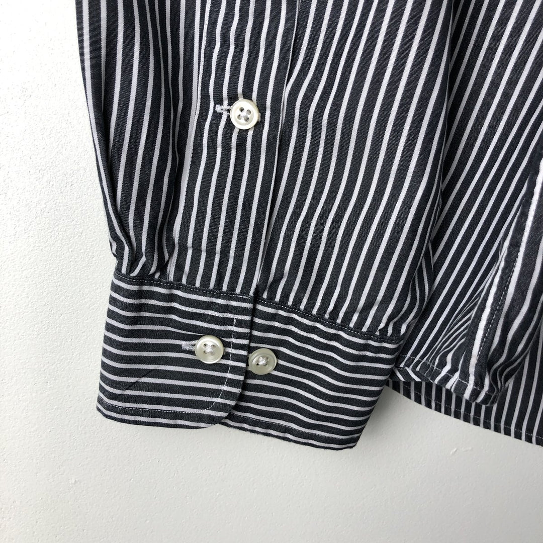 Ralph Lauren Classic Fit Long Sleeve Button Down Striped Shirt, Men's Size L cotton black type Vintage Second Hand