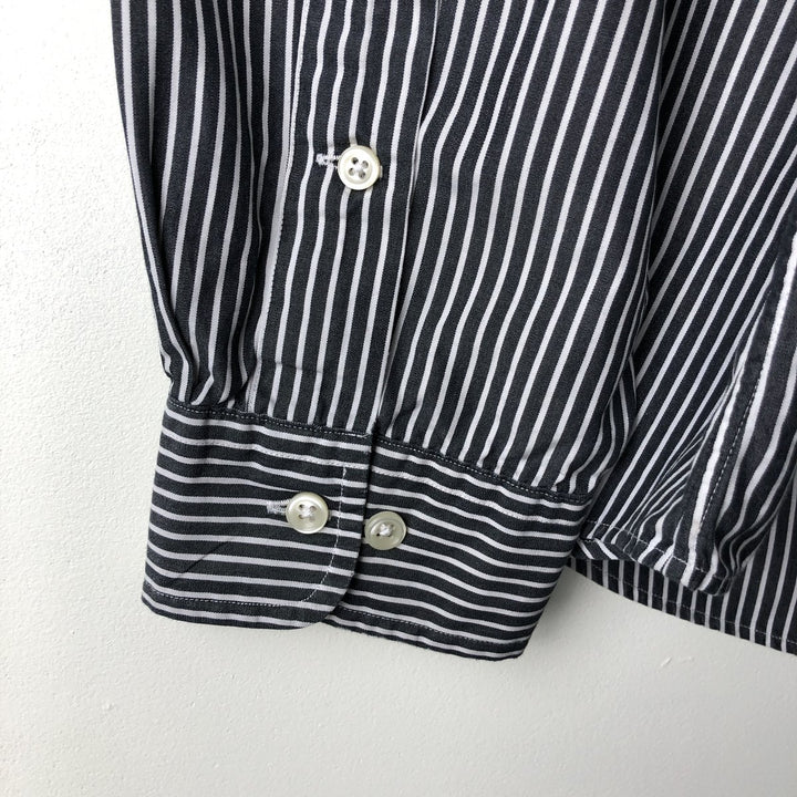 Ralph Lauren Classic Fit Long Sleeve Button Down Striped Shirt, Men's Size L cotton black type Vintage Second Hand