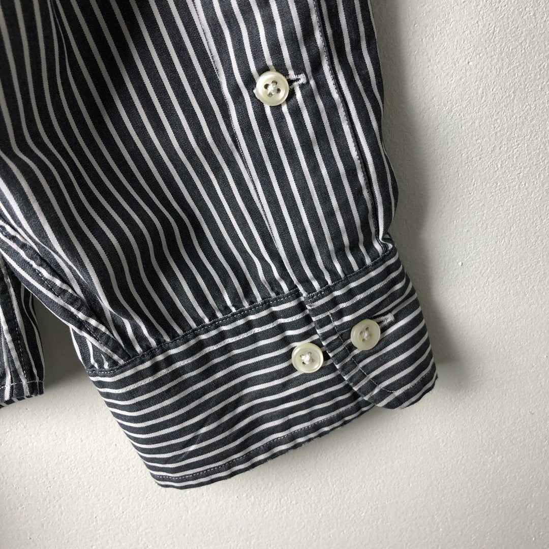 Ralph Lauren Classic Fit Long Sleeve Button Down Striped Shirt, Men's Size L cotton black type Vintage Second Hand