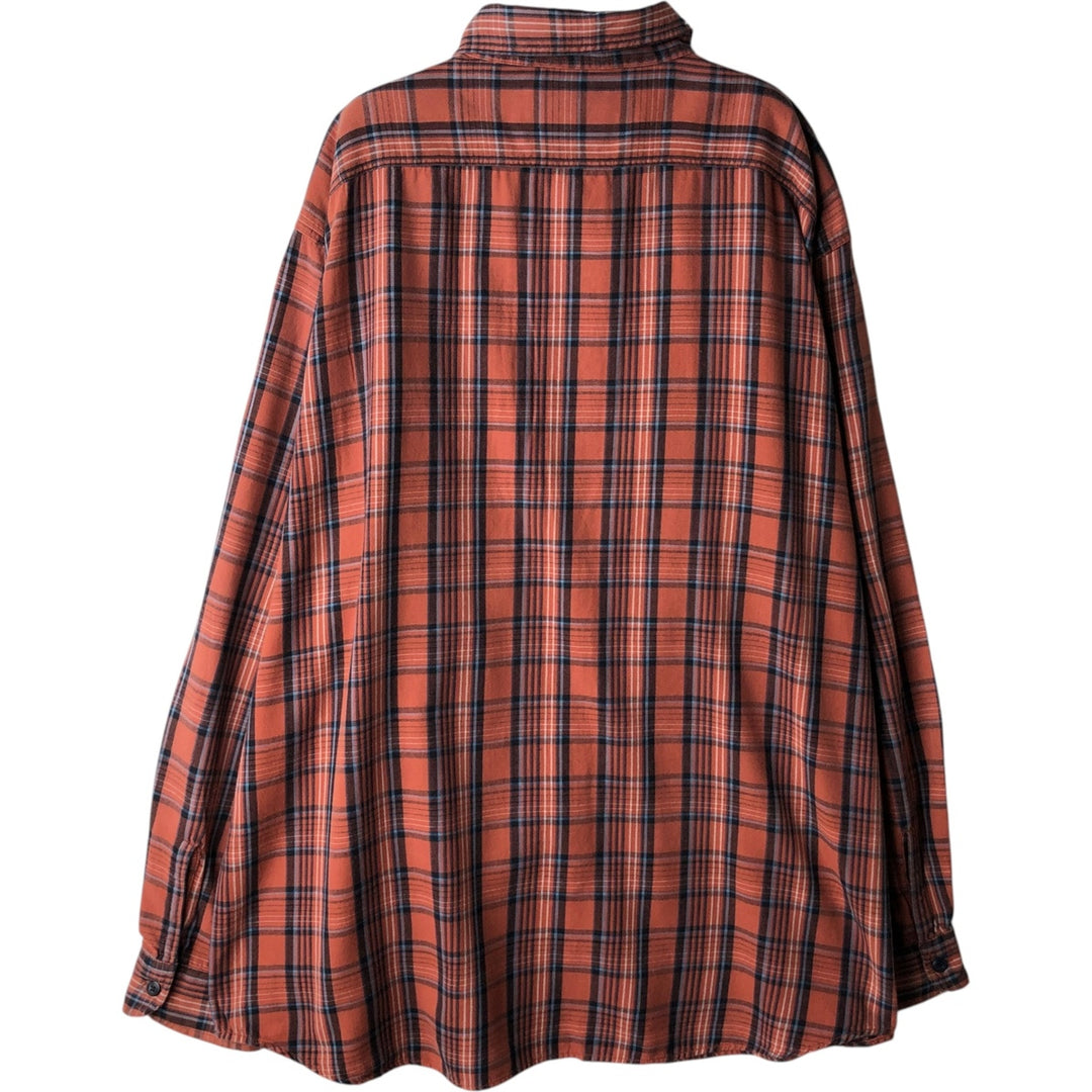 Ralph Lauren POLO SPORT Regular Collar Long Sleeve Light Flannel Check Shirt, Men's Size XL (approx.) cotton brown type Vintage Second Hand