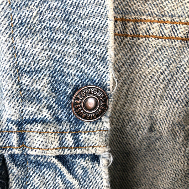 Levi's 70506-0213 Eagle Pattern Cut-Off Harley-Davidson Denim Vest, Made in USA, Men's Size M (Equivalent), Vintage cotton blue type Vintage Second Hand