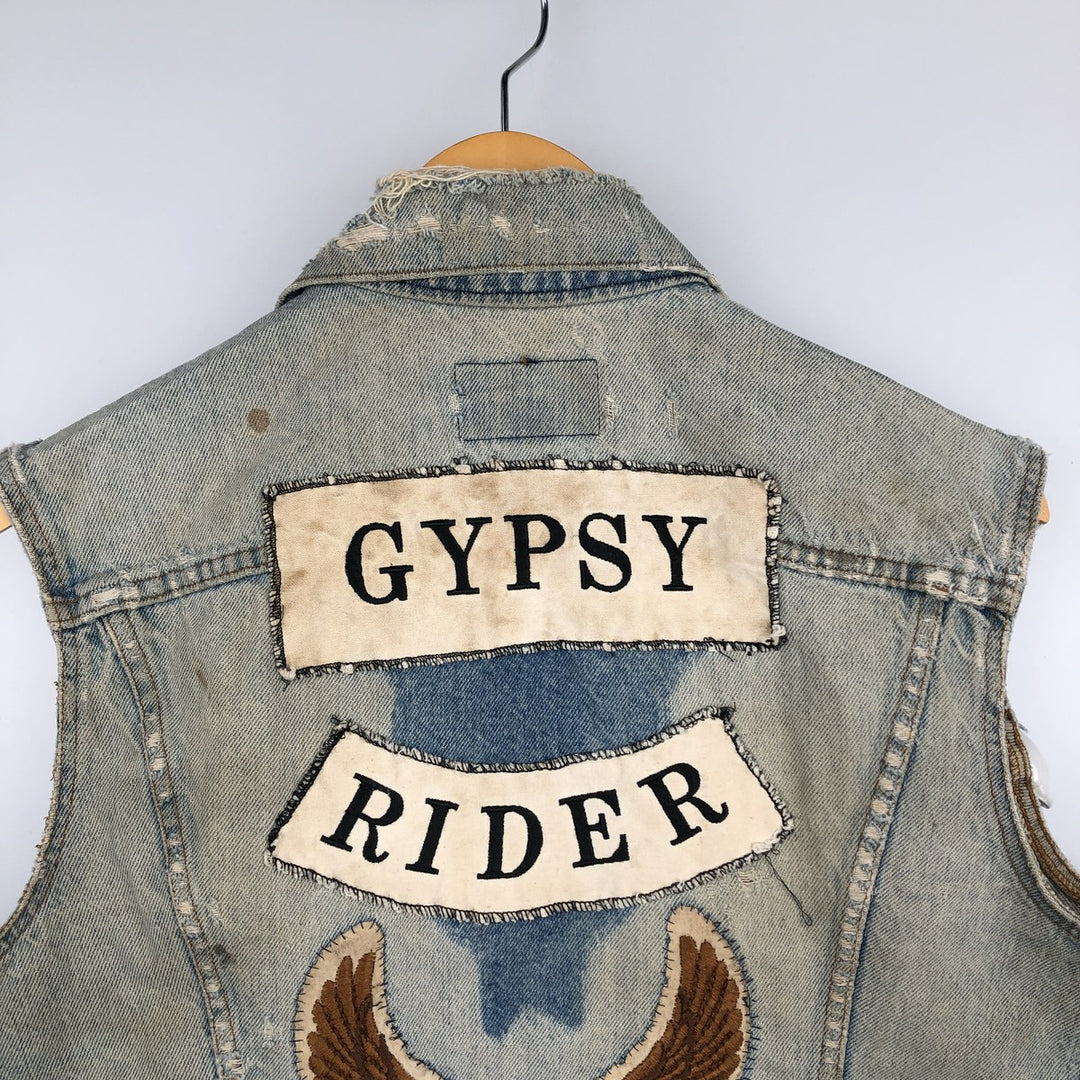 Levi's 70506-0213 Eagle Pattern Cut-Off Harley-Davidson Denim Vest, Made in USA, Men's Size M (Equivalent), Vintage cotton blue type Vintage Second Hand