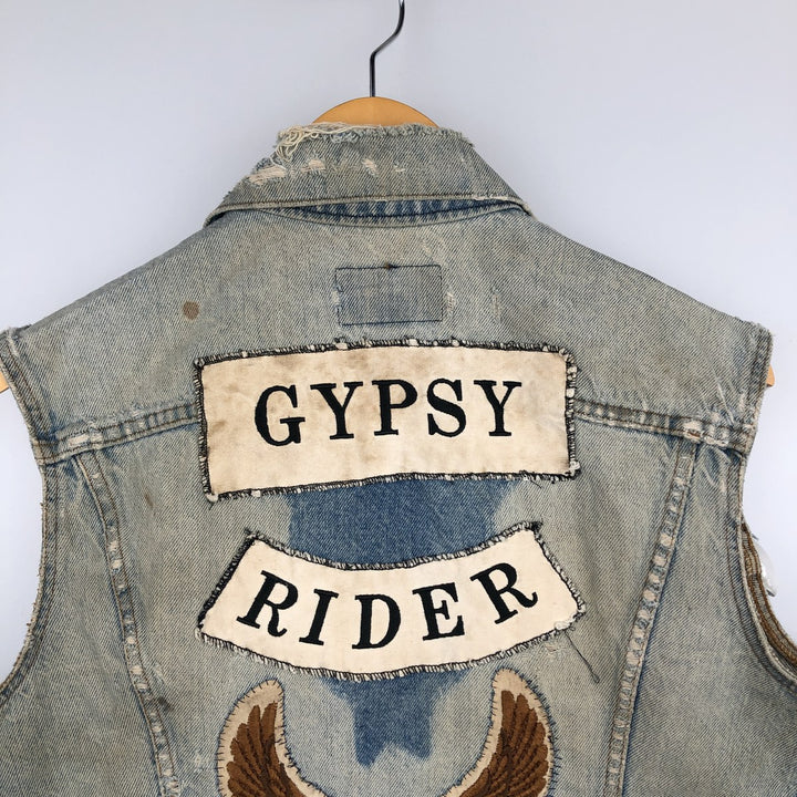 Levi's 70506-0213 Eagle Pattern Cut-Off Harley-Davidson Denim Vest, Made in USA, Men's Size M (Equivalent), Vintage cotton blue type Vintage Second Hand