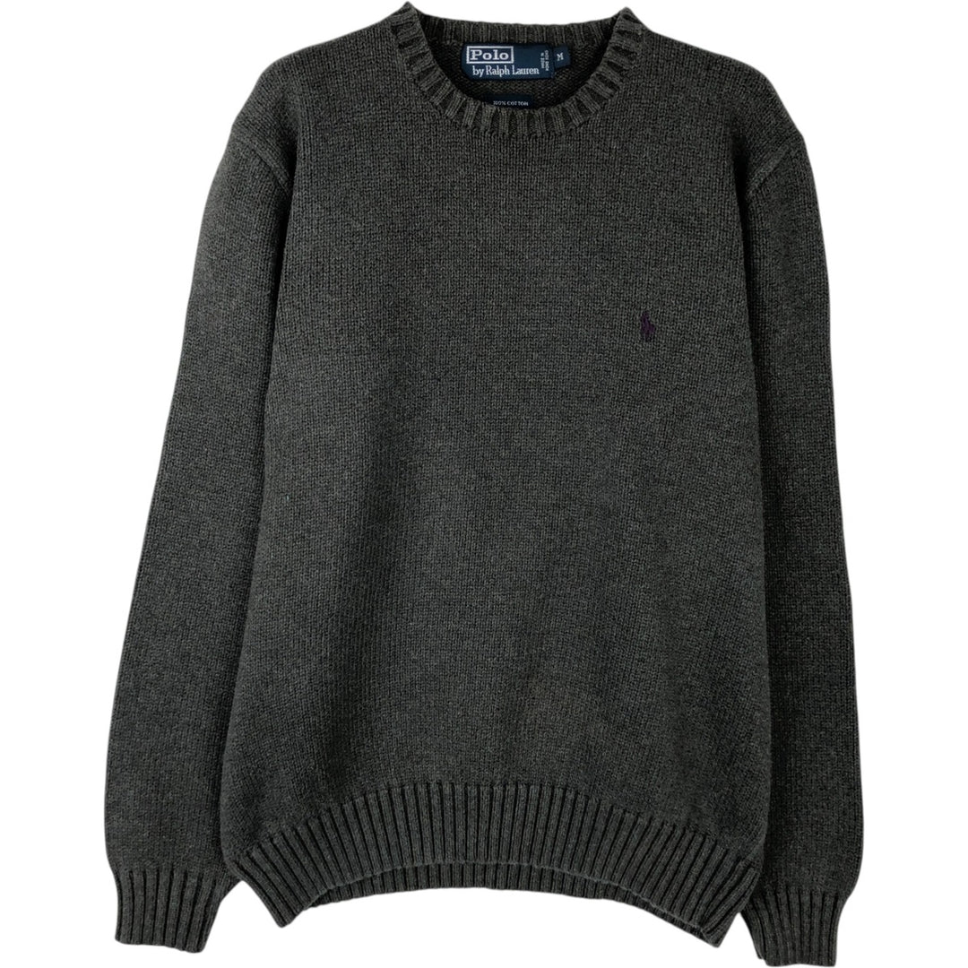 Ralph Lauren POLO by Ralph Lauren One-Point Cotton Knit Sweater, Men's Size M cotton Charcoal Vintage Second Hand