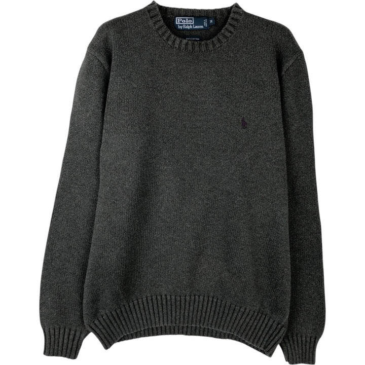 Ralph Lauren POLO by Ralph Lauren One-Point Cotton Knit Sweater, Men's Size M cotton Charcoal Vintage Second Hand