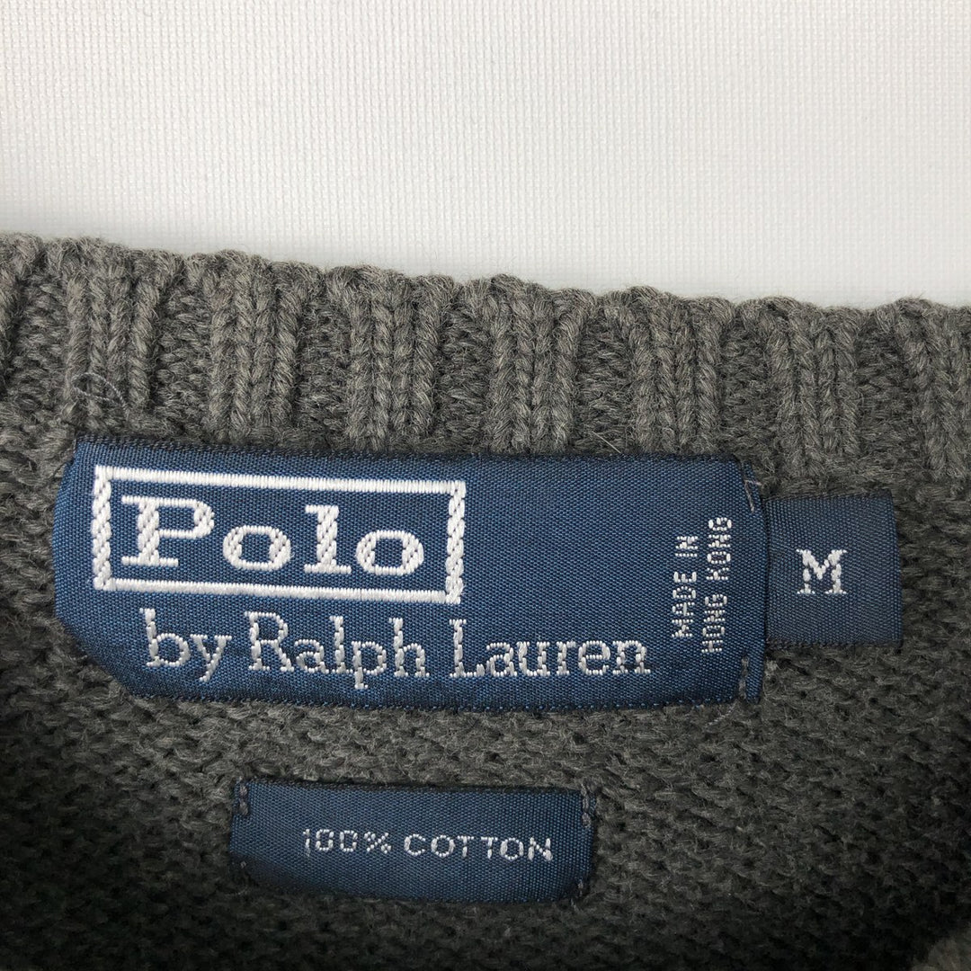 Ralph Lauren POLO by Ralph Lauren One-Point Cotton Knit Sweater, Men's Size M cotton Charcoal Vintage Second Hand