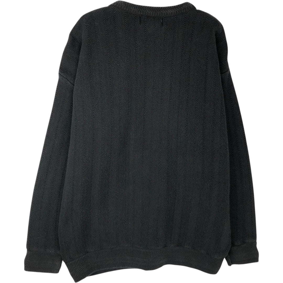 Ralph Lauren CHAPS cotton knit sweater, herringbone pattern, made in USA, men's size L equivalent. cotton black type Vintage Second Hand