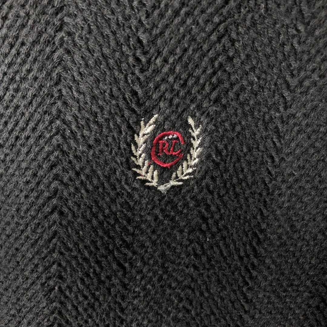 Ralph Lauren CHAPS cotton knit sweater, herringbone pattern, made in USA, men's size L equivalent. cotton black type Vintage Second Hand