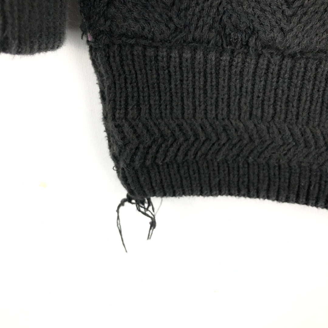 Ralph Lauren CHAPS cotton knit sweater, herringbone pattern, made in USA, men's size L equivalent. cotton black type Vintage Second Hand