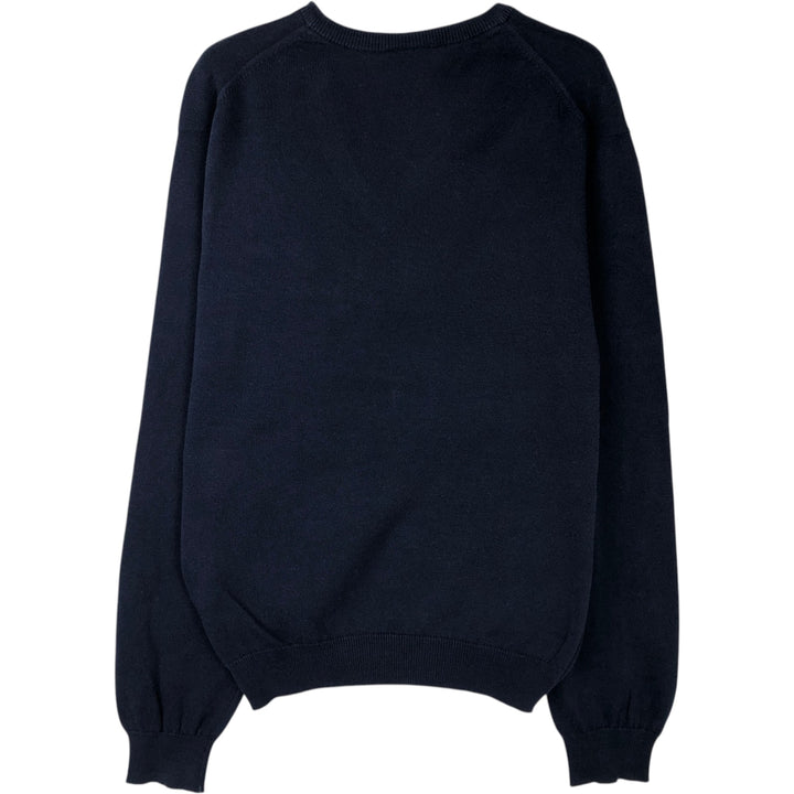 Lacoste V-neck cotton knit sweater, men's size XS cotton navy blue type Vintage Second Hand