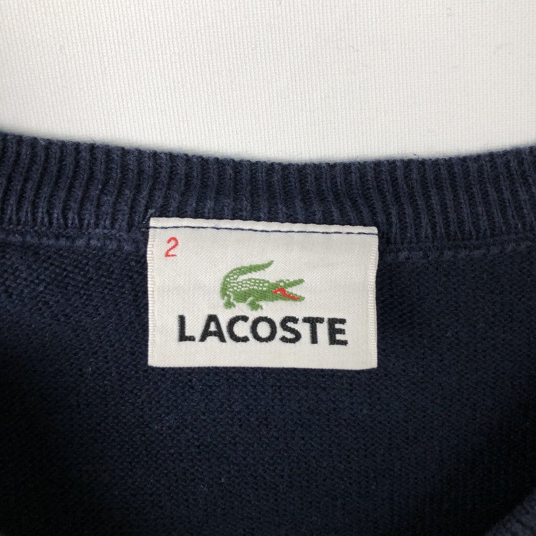 Lacoste V-neck cotton knit sweater, men's size XS cotton navy blue type Vintage Second Hand