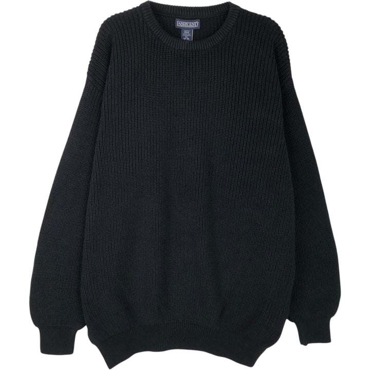 Vintage 90'S Lands' End cotton knit sweater, made in the USA, men's size XL cotton black type Vintage Second Hand